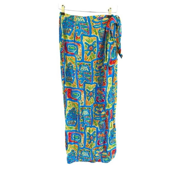 Big Hed Womens Vintage 90s Tribal Luau Maxi Long Skirt - Picture 4 of 8